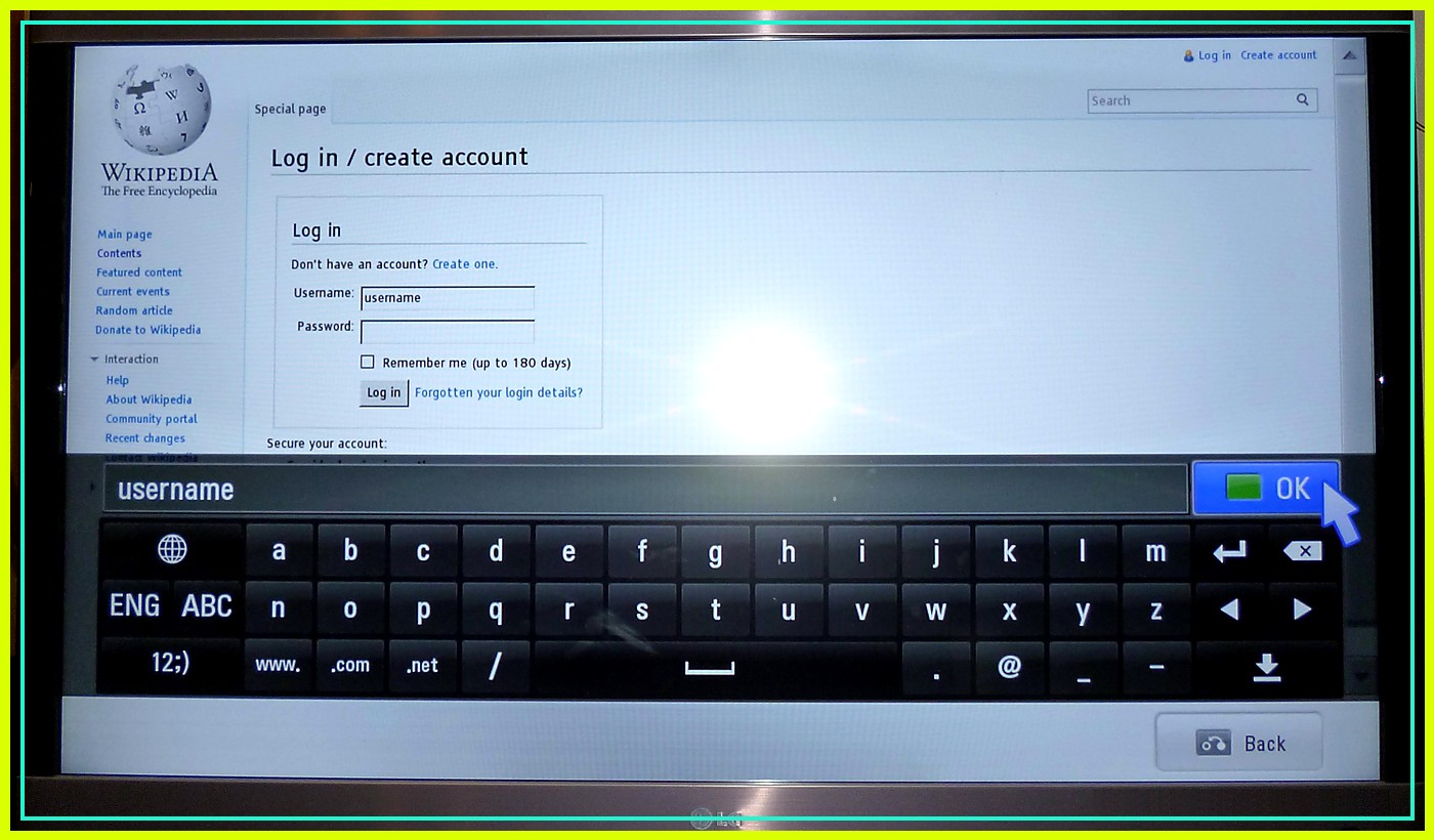 Browser web aperto su una smart TV LG