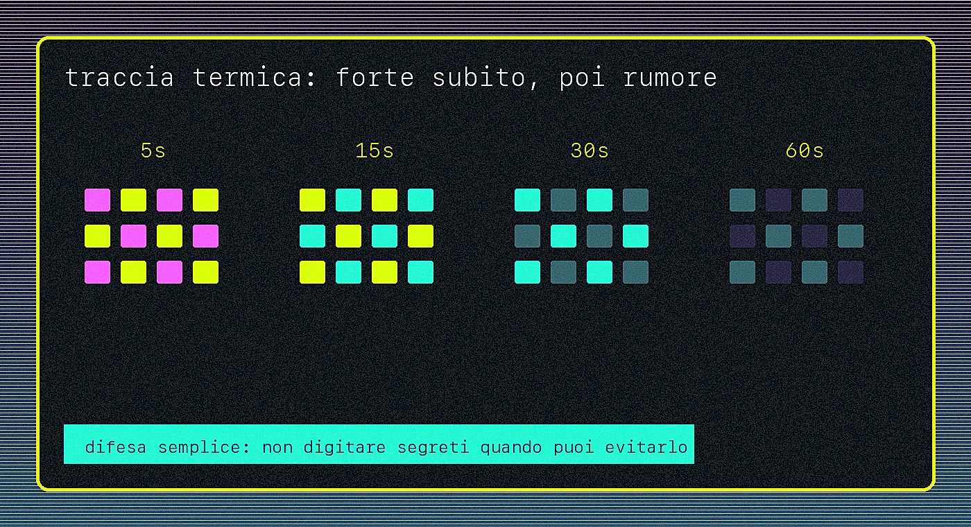 Schema acid pixel di tracce termiche su una tastiera