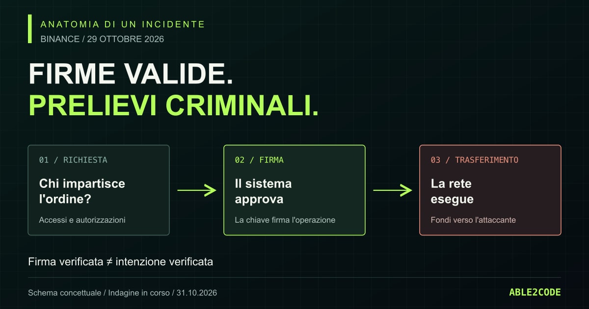 Schema concettuale: dalla richiesta al sistema di firma, fino alla transazione accettata dalla rete